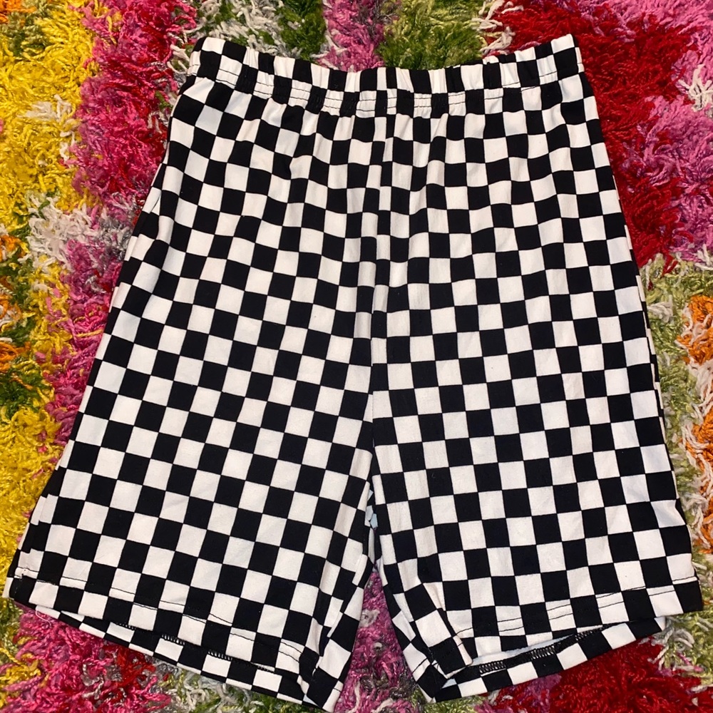 Checkered biker short